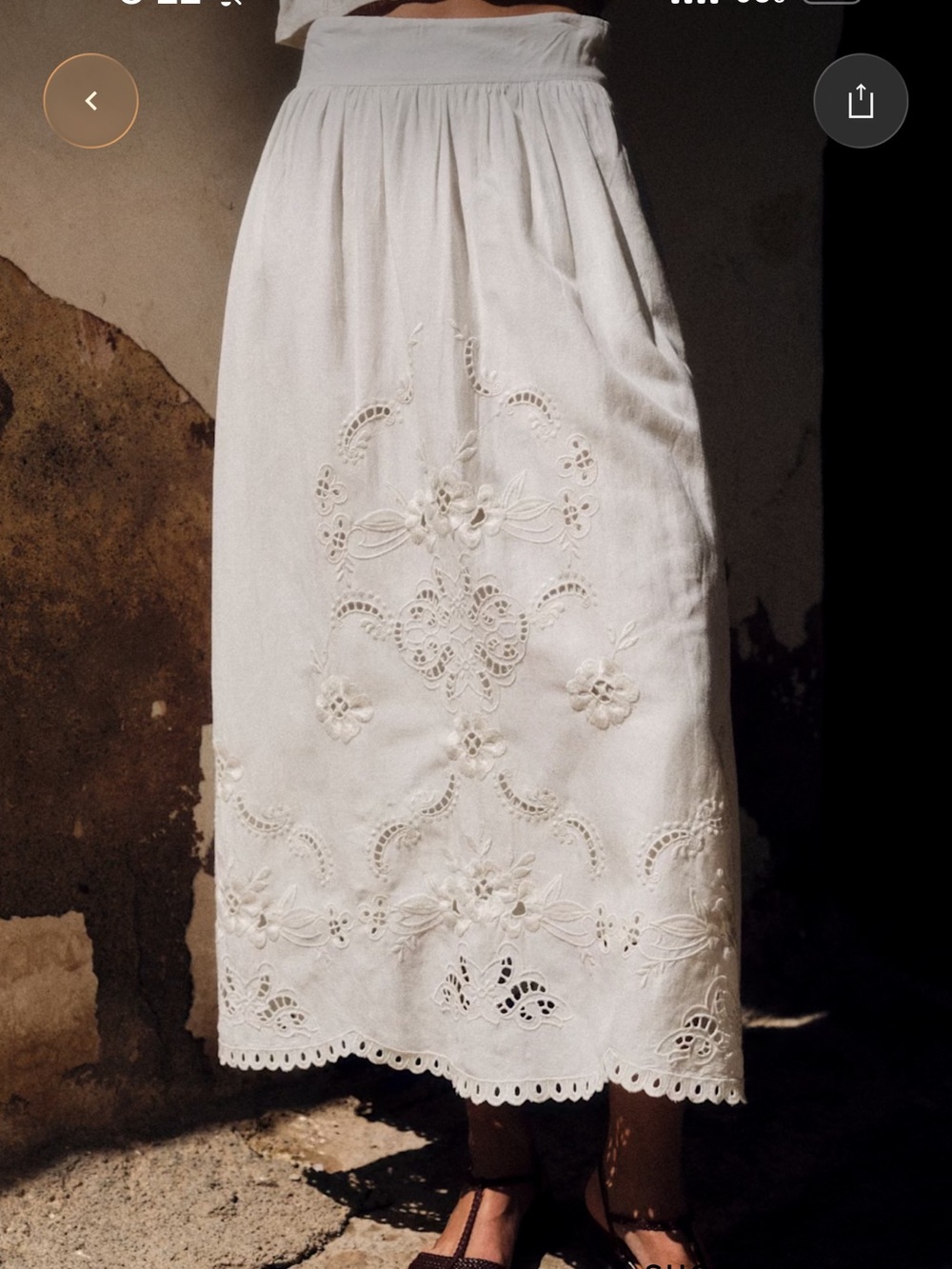 Sezane White Embroidered Cotton Maxi Skirt
